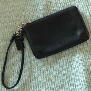 Coach Black Leather Wristlet with mini cc inside